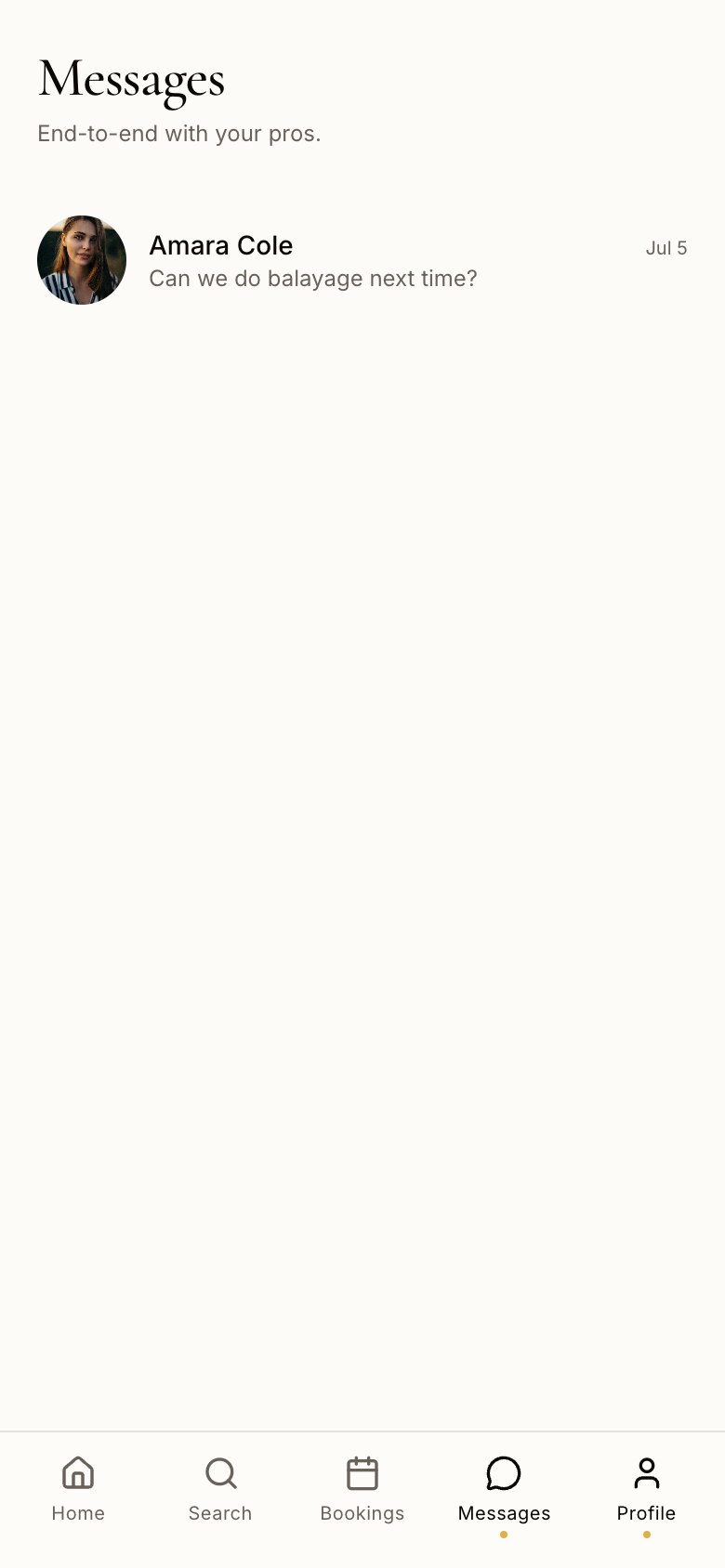 Private messaging with a professional